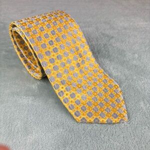 Ike Behar Silk Geometric Tie in Yellow and Blue